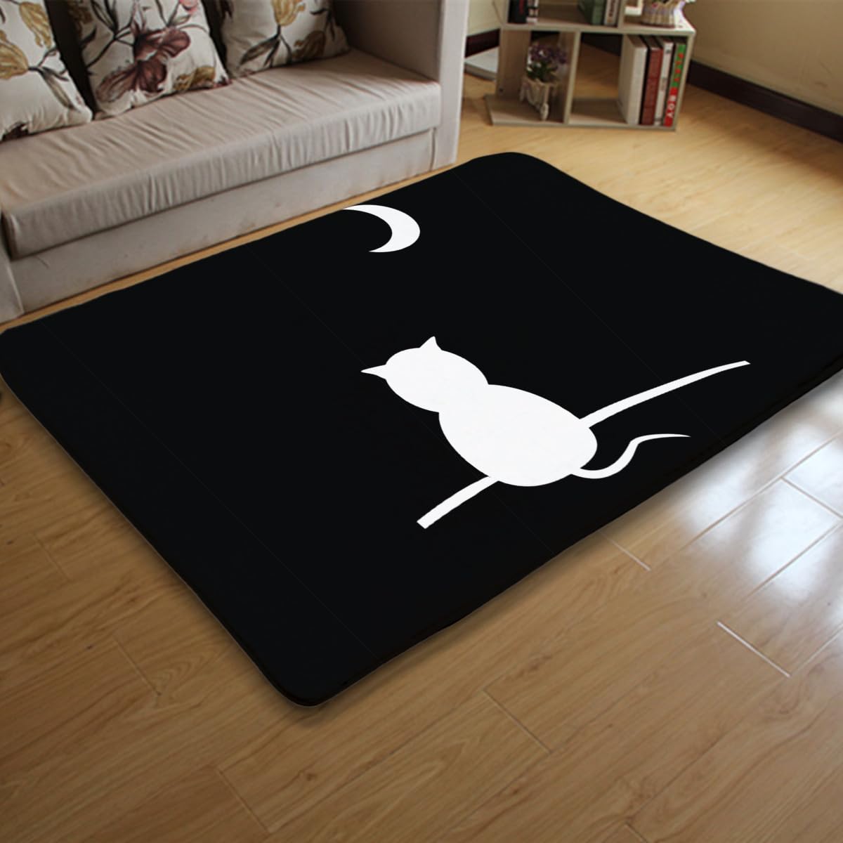 Amazon｜カーペット 黒猫 ねこ 猫柄 かわいい ネコ柄 ラグマット 100